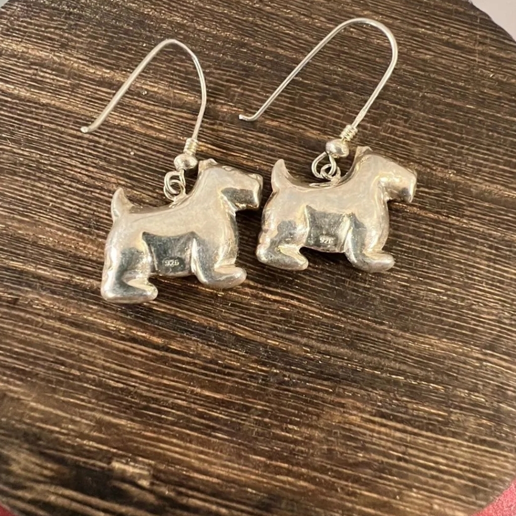 Dog Sterling Silver Earrings